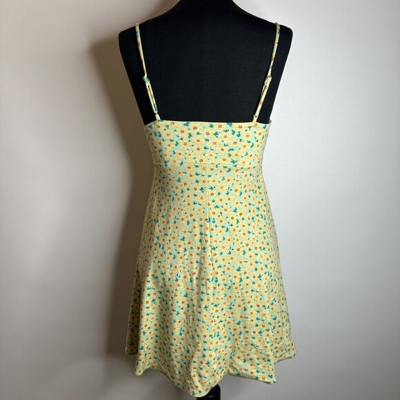 Y2K Urban Outfitters Green Yellow Floral Babydoll Dress Womens Size S Fairycore - Picture 2 of 8